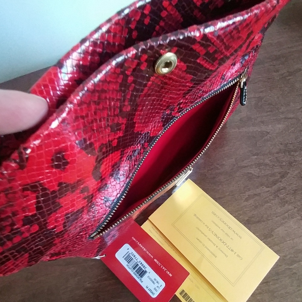 Dooney & Bourke foldover clutch fire red & black - Picture 6 of 8